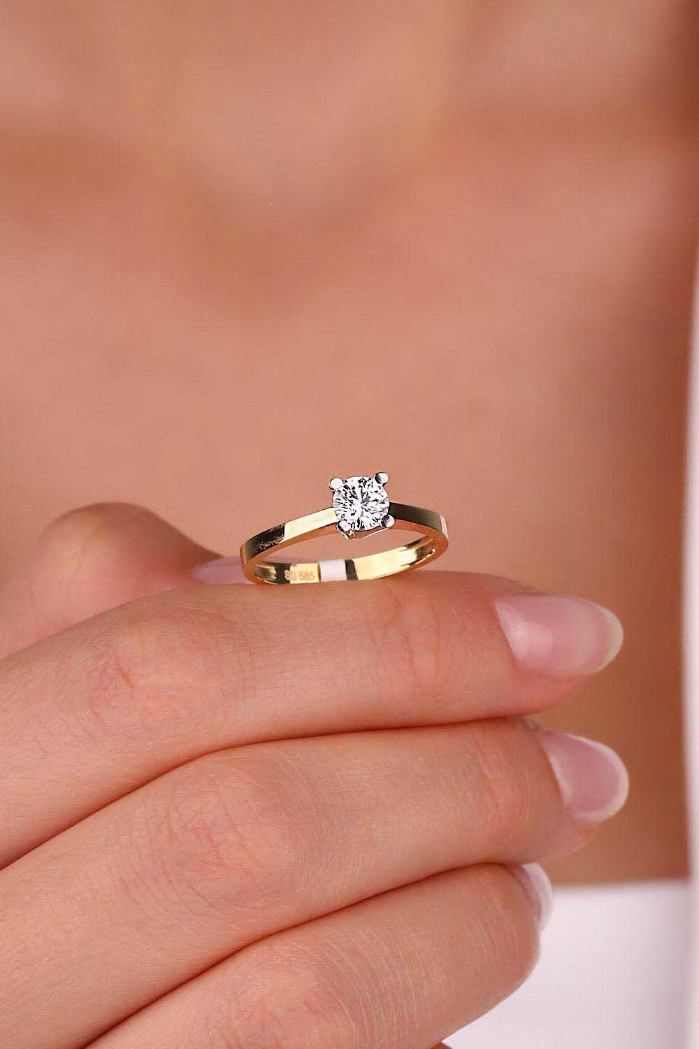 Tektaş Yüzük 14 Ayar Altın Tektaş Yüzük