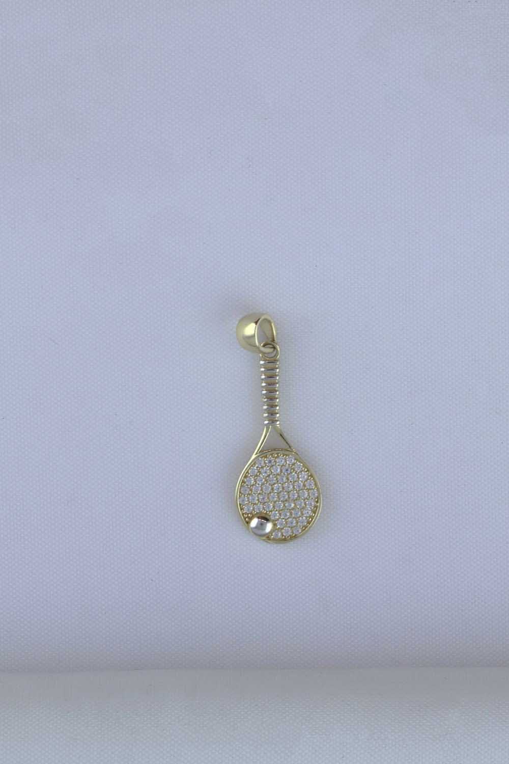 14 Ayar Altın Tenis Raketi Tasarımlı Kolye Ucu