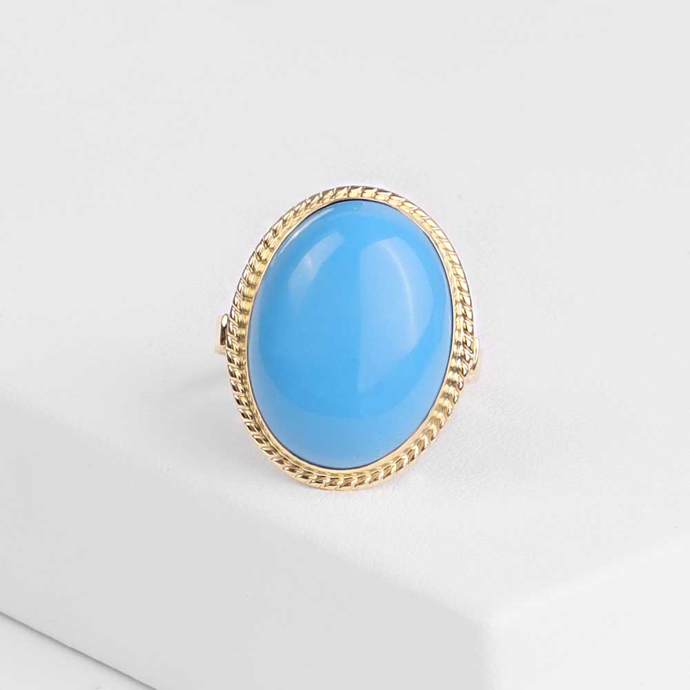 14 Ayar Altın Turkuaz Taşlı Vintage Yüzük 