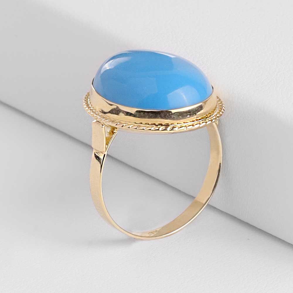 14 Ayar Altın Turkuaz Taşlı Vintage Yüzük 