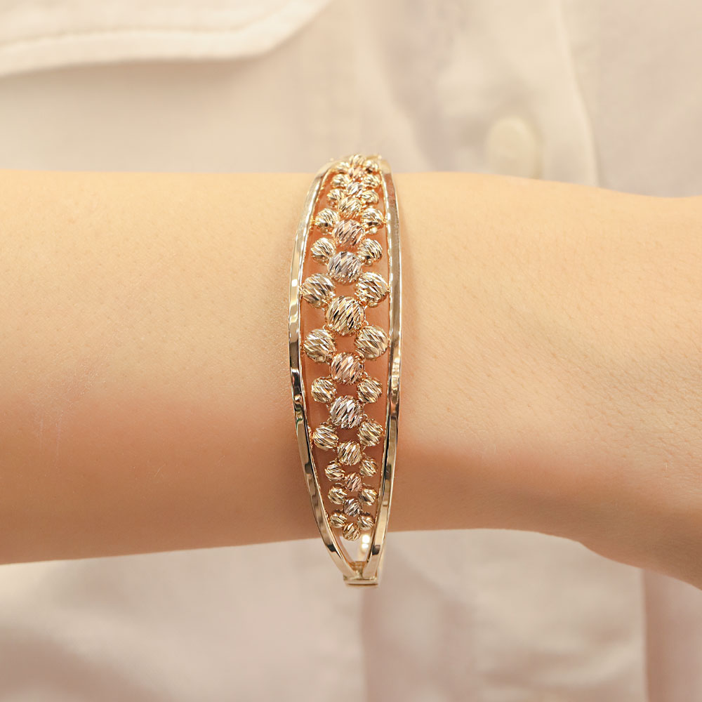 14 Ayar Altın Üç Renk Dorika Kelepçe Bileklik