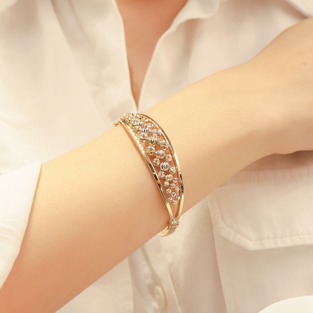 14 Ayar Altın Üç Renk Dorika Kelepçe Bileklik