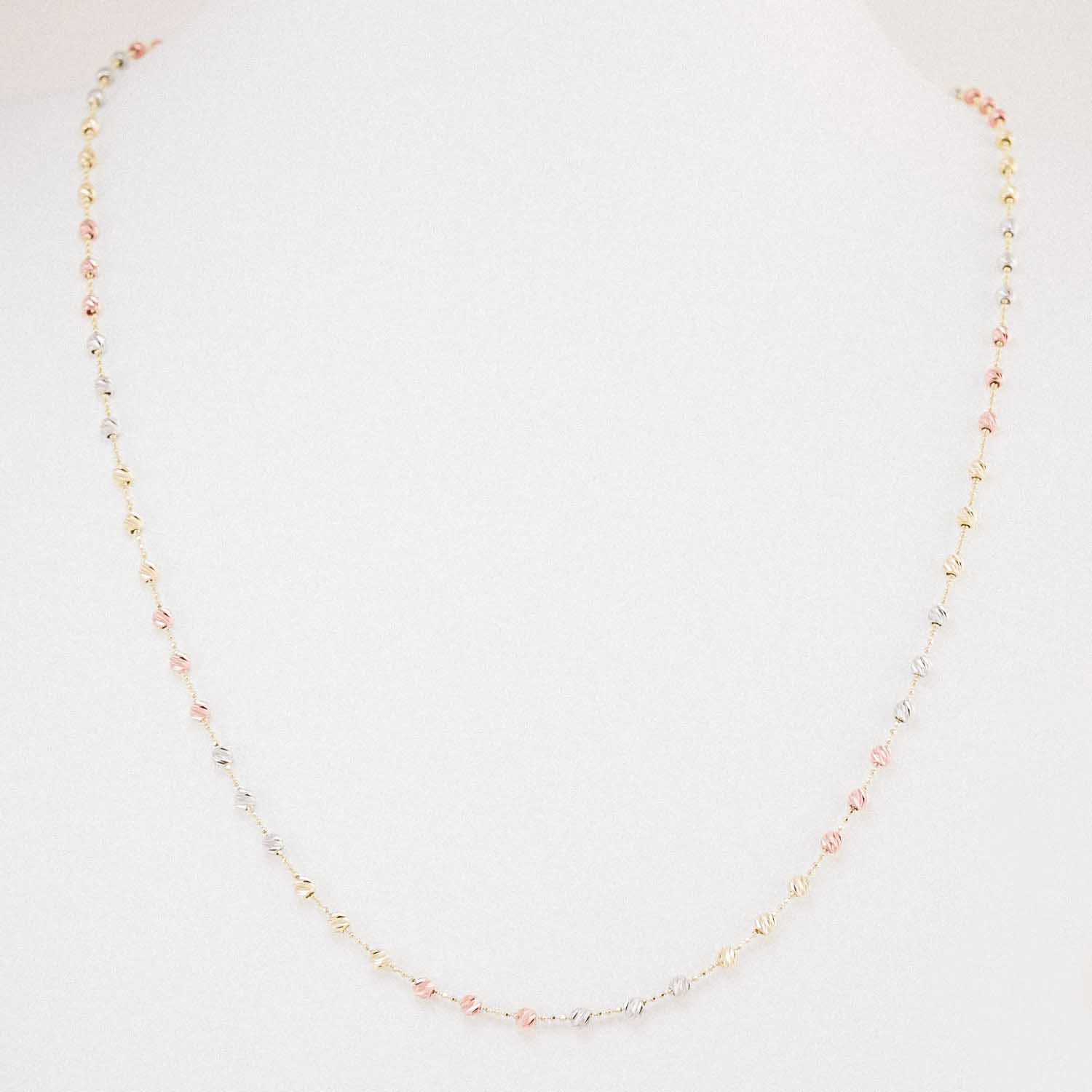 14 Ayar Altın Üç Renk Dorika Örgü Zincir EMA Kolye