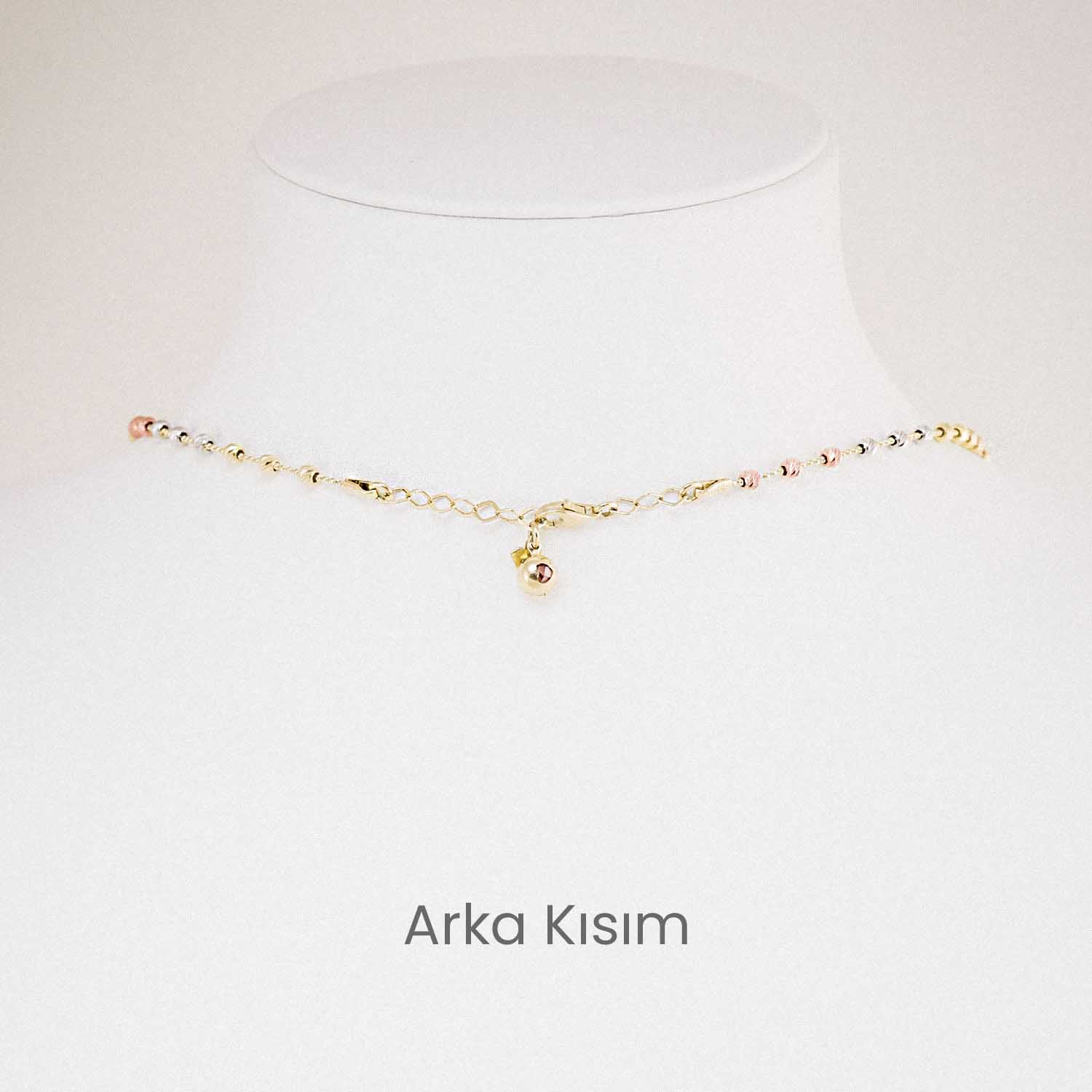 14 Ayar Altın Üç Renk Dorika Örgü Zincir EMA Kolye