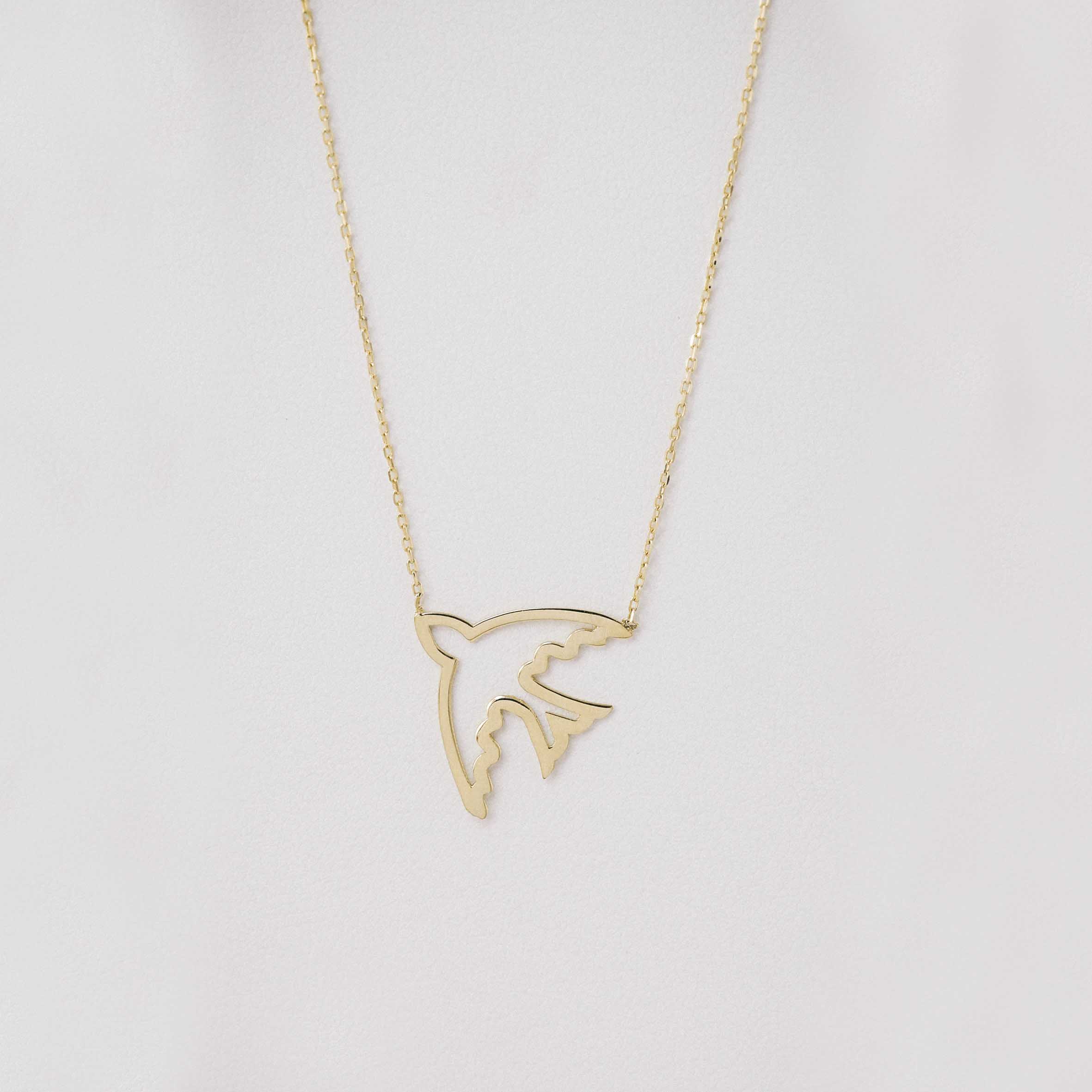 14 Ayar Altın Uçan Kuş Figürlü Kolye