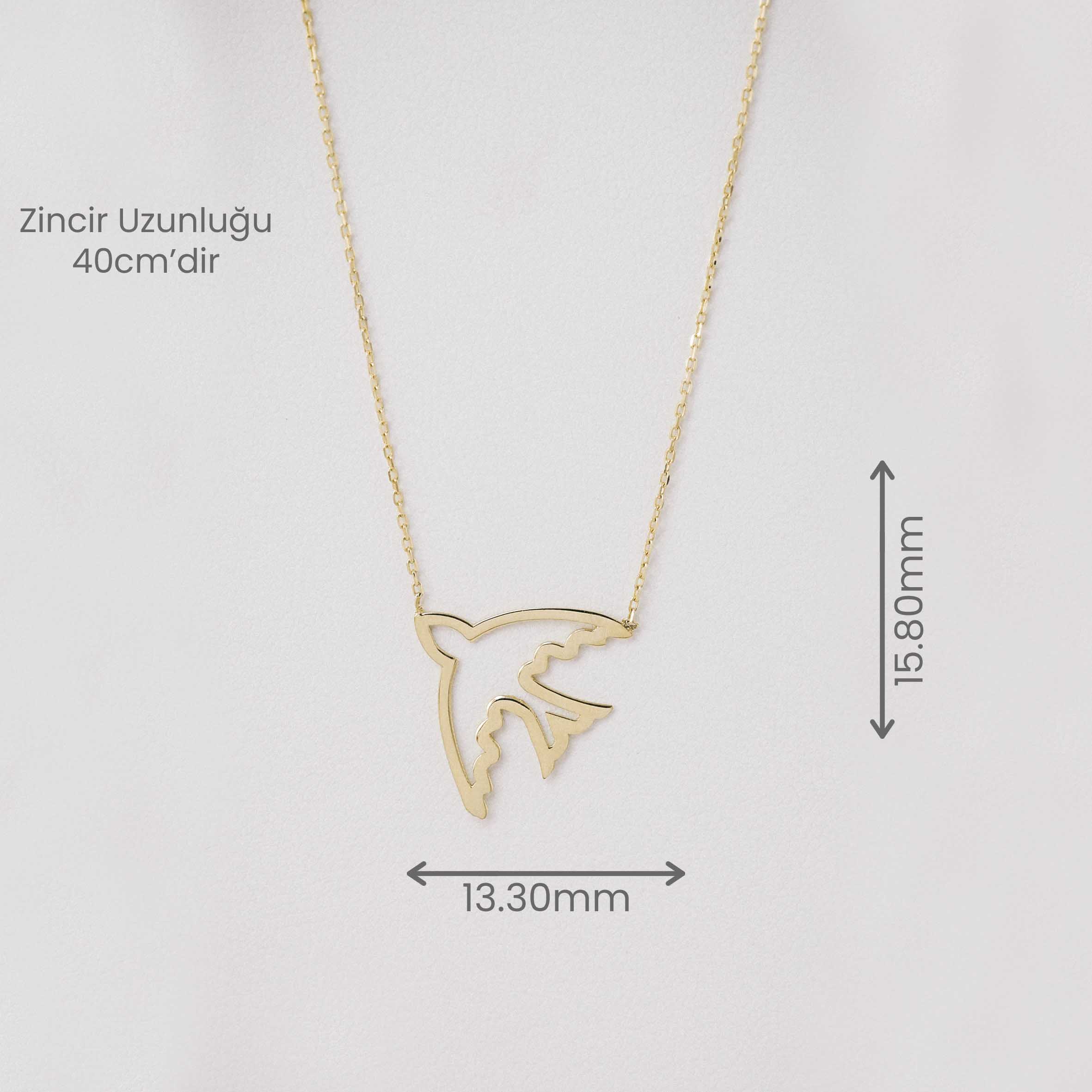 14 Ayar Altın Uçan Kuş Figürlü Kolye