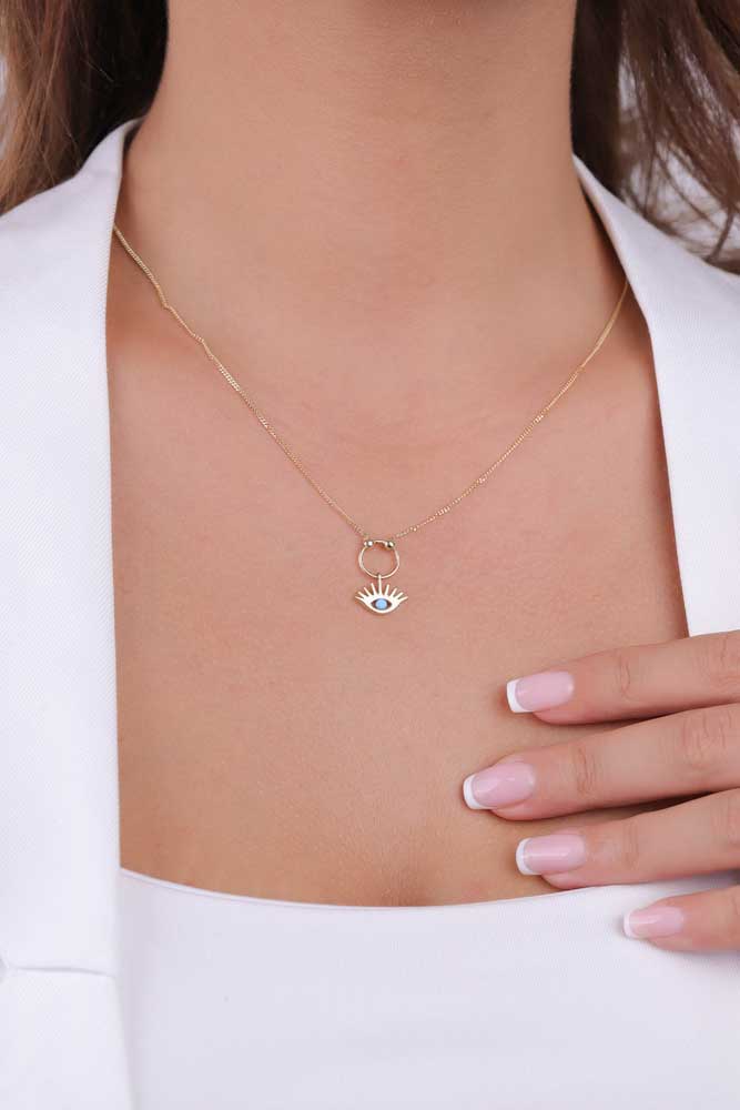 14 Ayar Altın Uyanış Göz Kolyesi