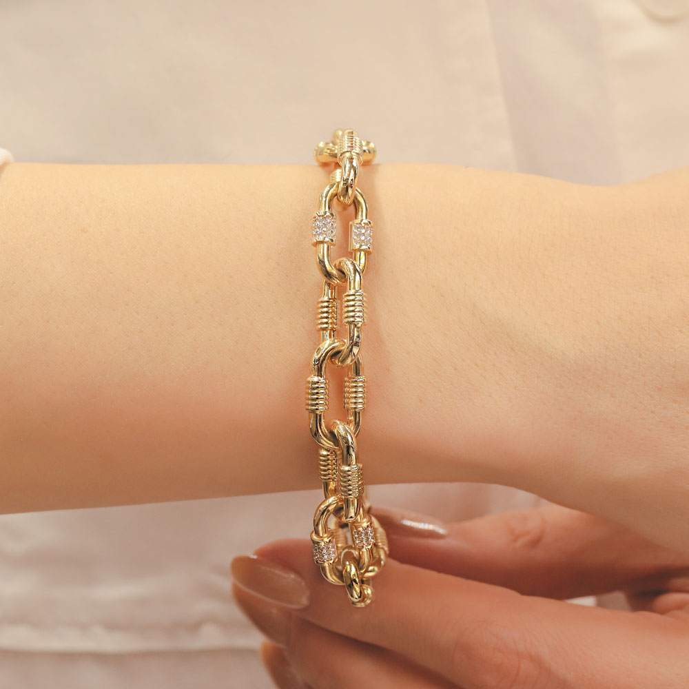 14 Ayar Altın Vidalı Halkalı Zincir Bileklik