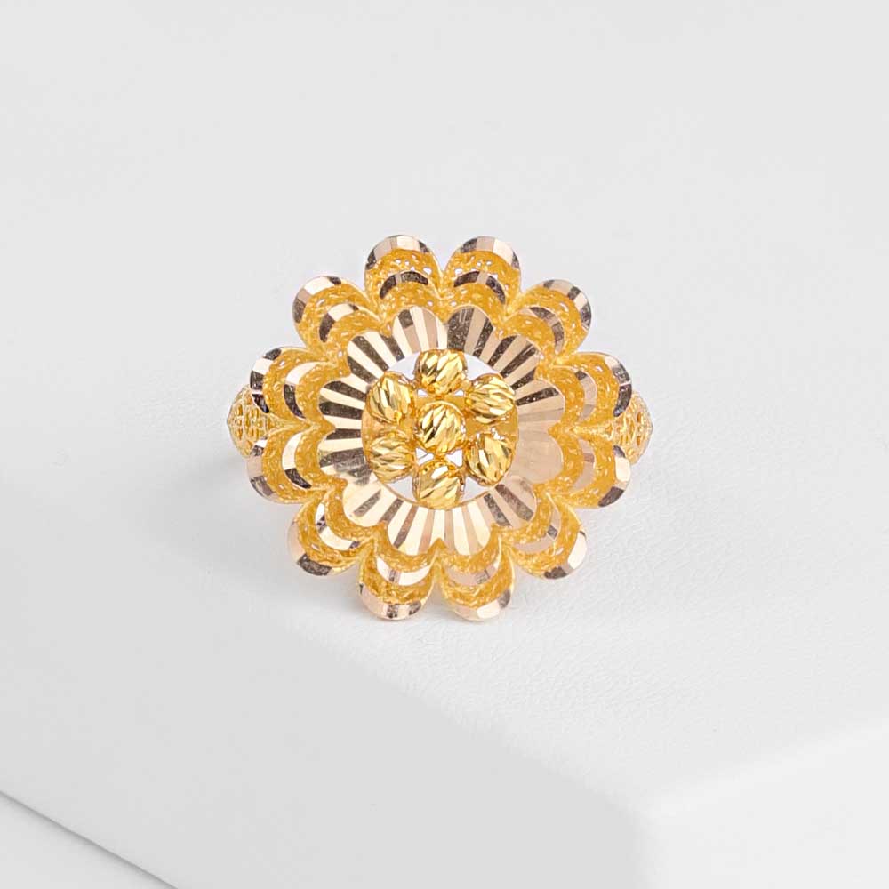 14 Ayar Altın Vintage Çiçek Yüzük