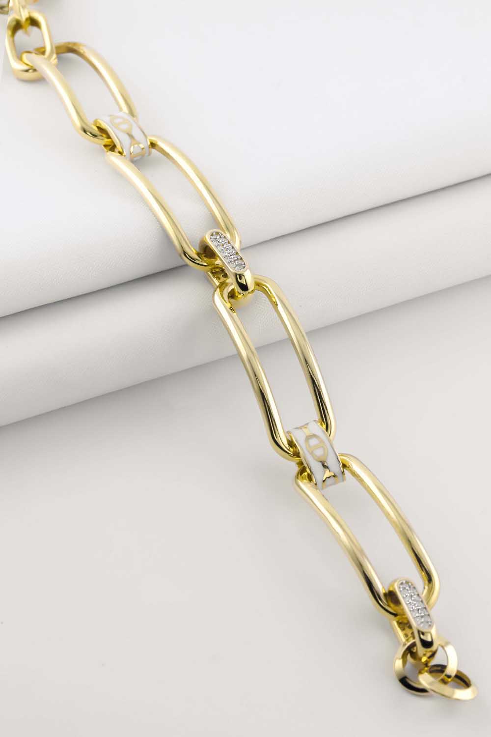 14 Ayar Altın Yamachi Ataç Beyaz Mineli Bileklik