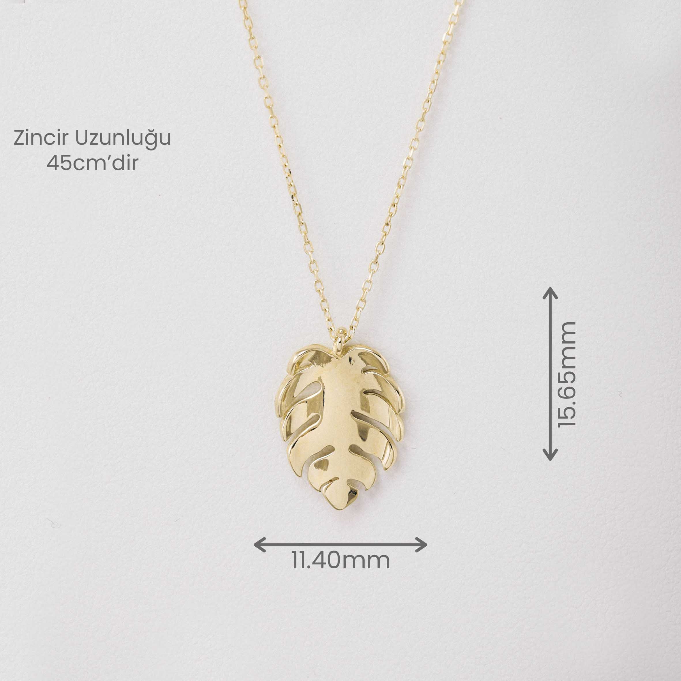 14 Ayar Altın Yaprak Figürlü Zincir Kolye