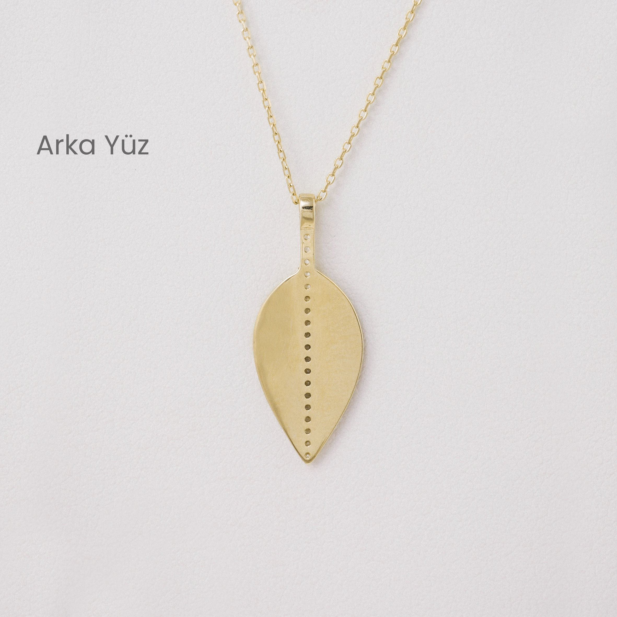 14 Ayar Altın Yaprak Kolye