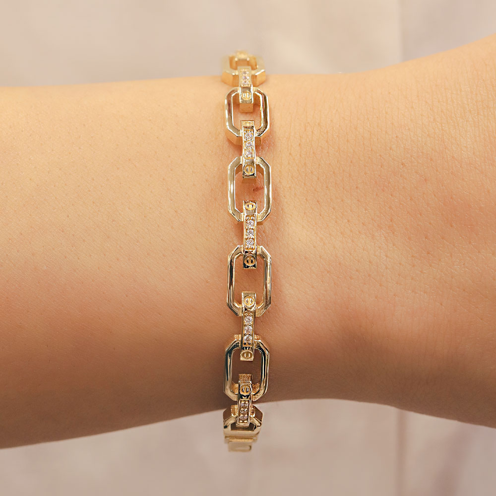 14 Ayar Altın Zincir Model Kelepçe Bileklik