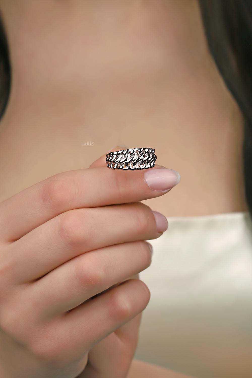 Trend Yüzük 14 Ayar Altın Zincir Model Yüzük