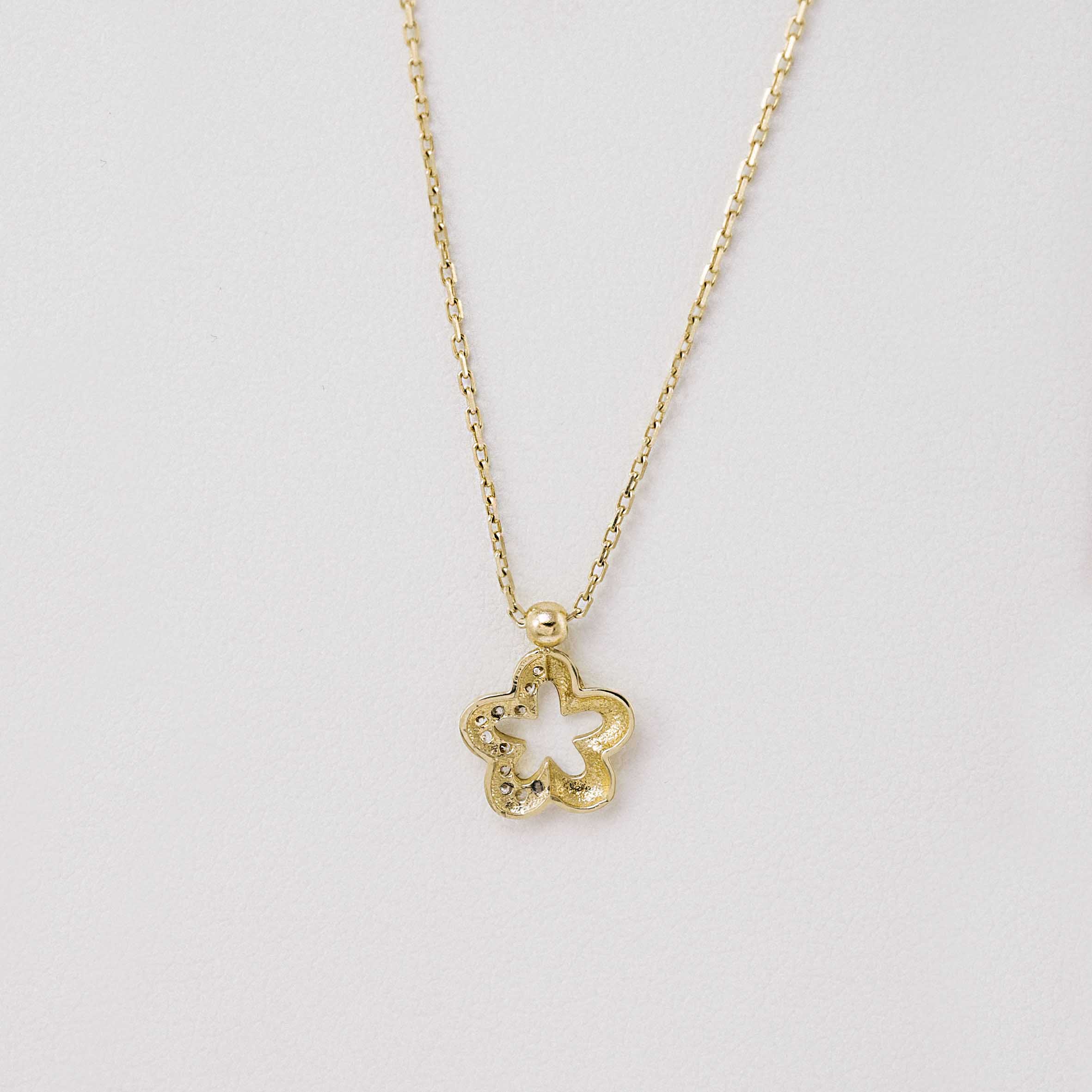 14 Ayar Altın Zirkon Taşlı Çiçek Kolye