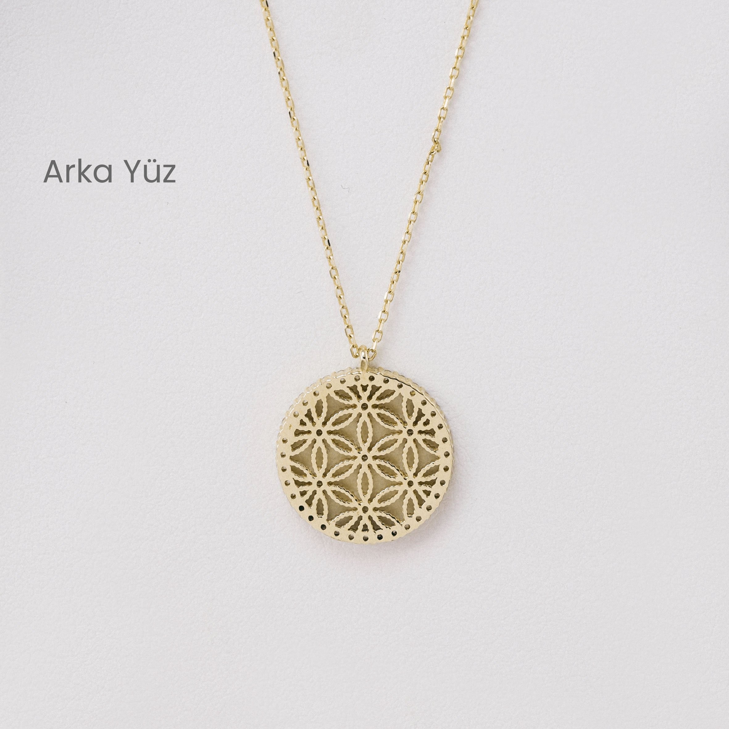 14 Ayar Altın Zirkon Taşlı Hayat Çiçeği Kolye