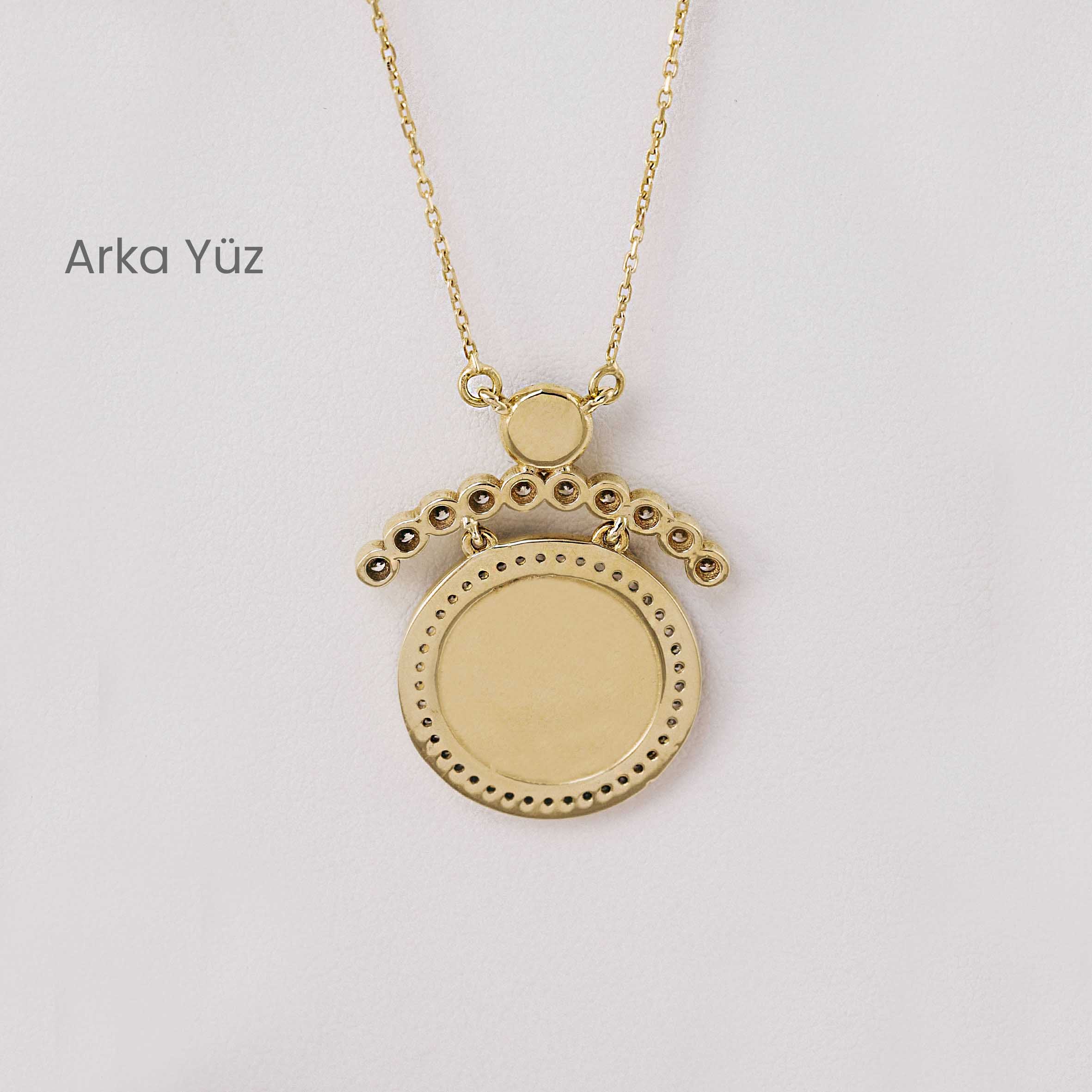 14 Ayar Altın Zirkon Taşlı Vav Yazılı Kolye