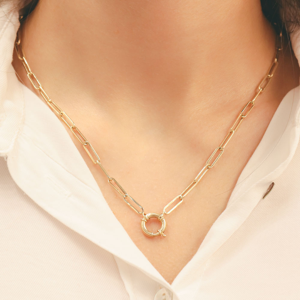 14 Ayar Ataç Model Halka Detaylı Altın Kolye