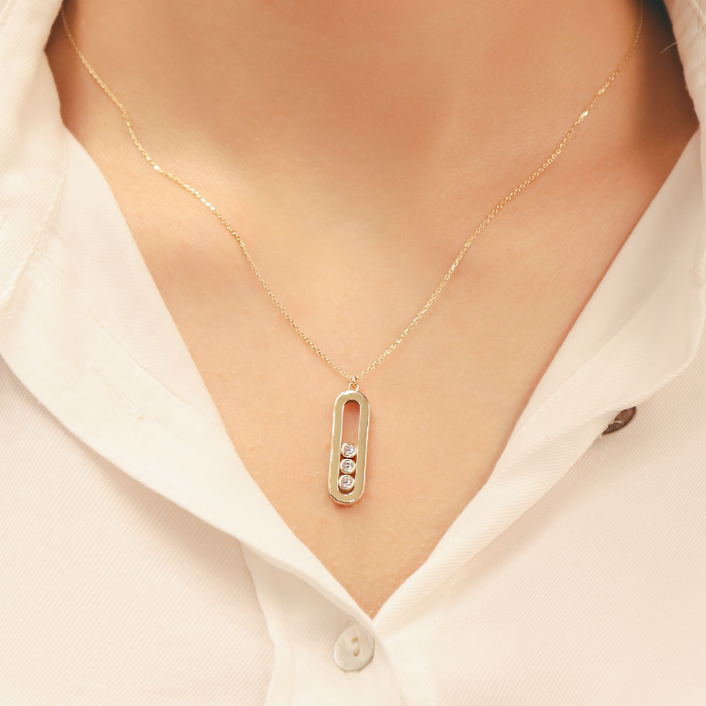 14 Ayar Ataç Modeli Taş Detaylı Altın Kolye