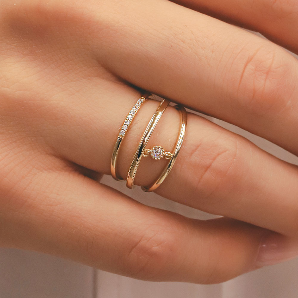 14 Ayar Azzuro Tria PIANO Altın Yüzük