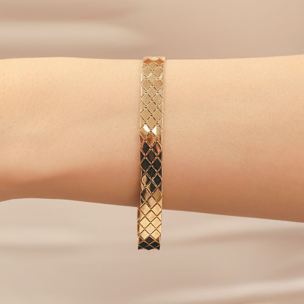 14 Ayar Baklava Desenli Altın Bileklik