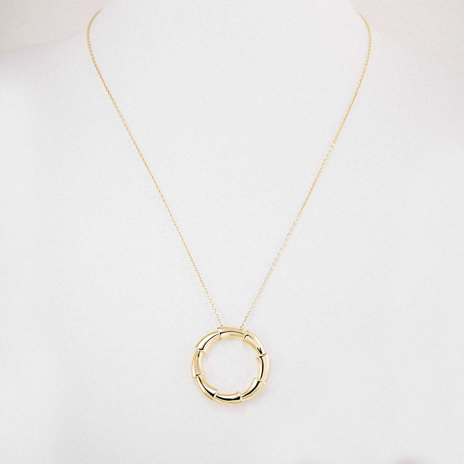 Zincir Kolye 14 Ayar Bambu Formlu Yuvarlak Altın Kolye