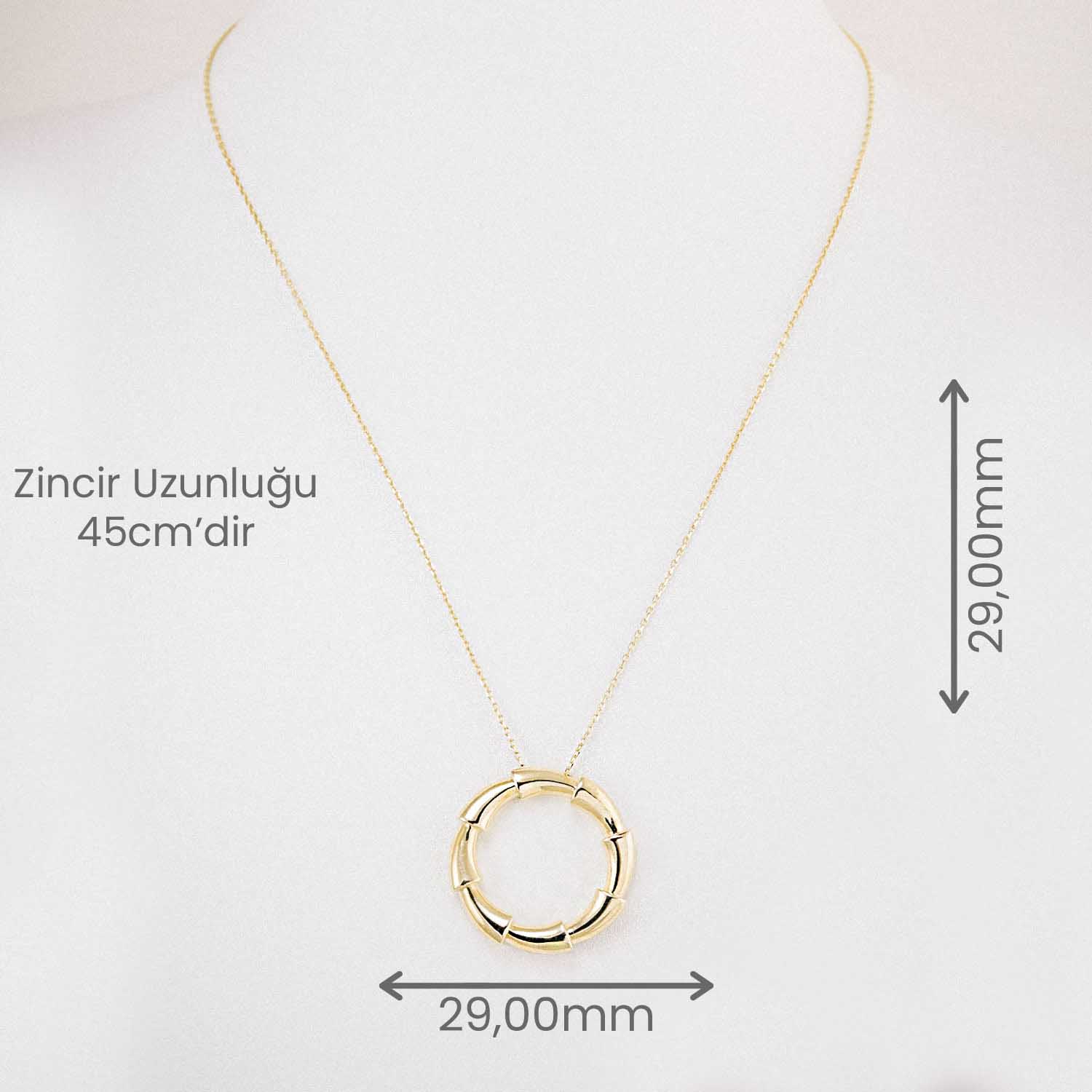 Zincir Kolye 14 Ayar Bambu Formlu Yuvarlak Altın Kolye