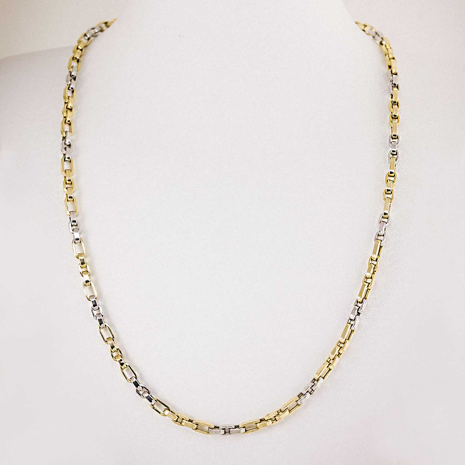 14 Ayar Beyaz ve Sarı Altın Zincir Kolye