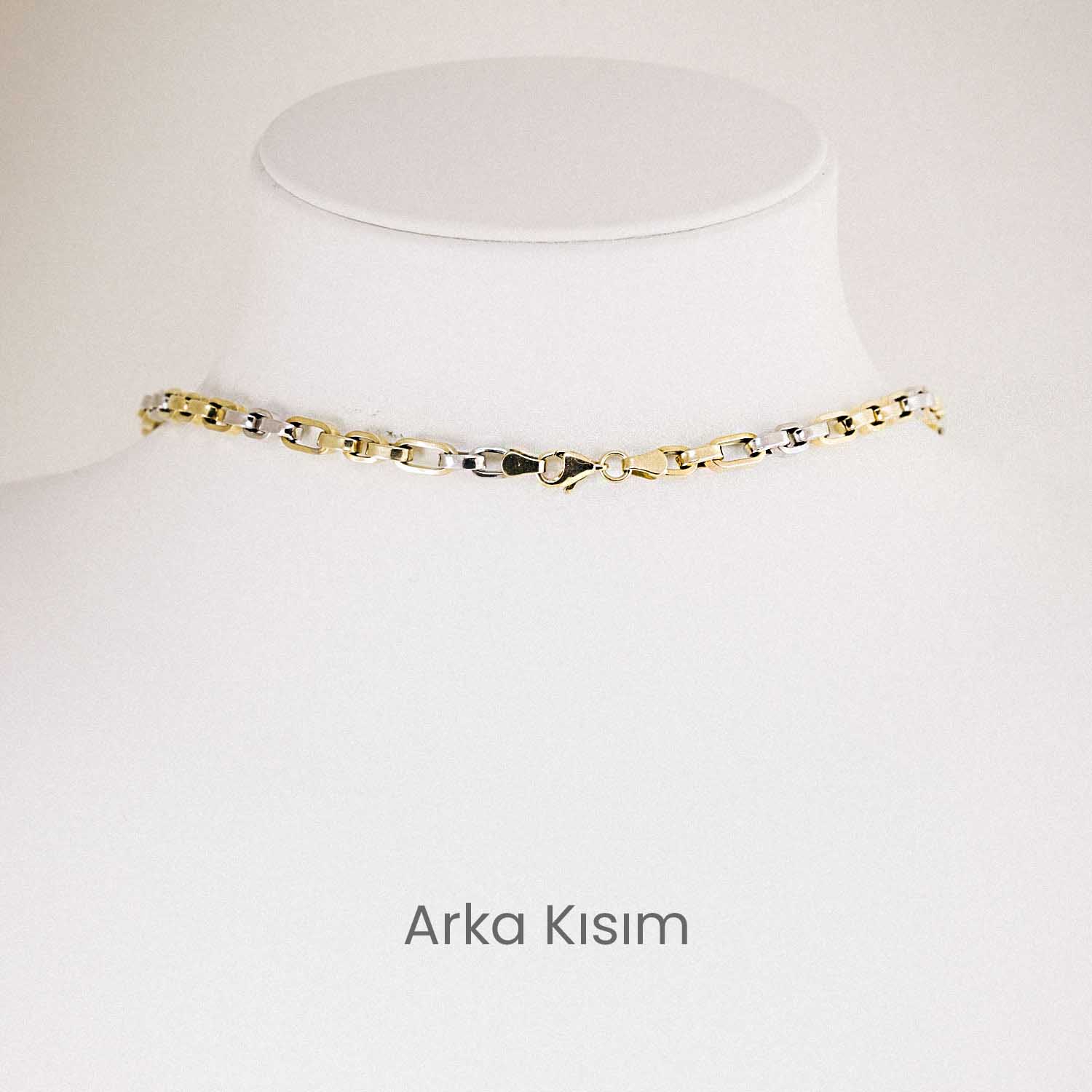 14 Ayar Beyaz ve Sarı Altın Zincir Kolye