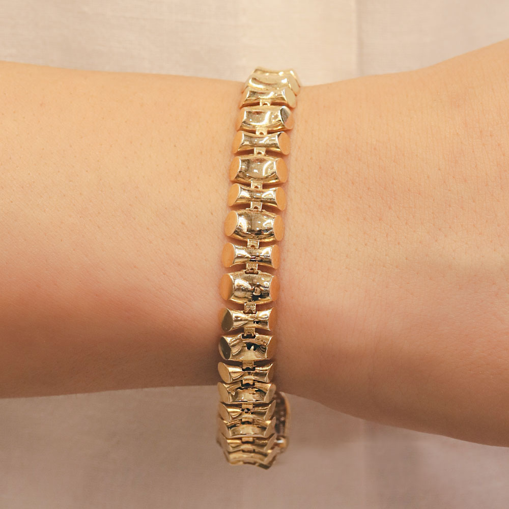 Özel Tasarım Bileklik 14 Ayar Bombeli Silindir Formlu Altın Bileklik