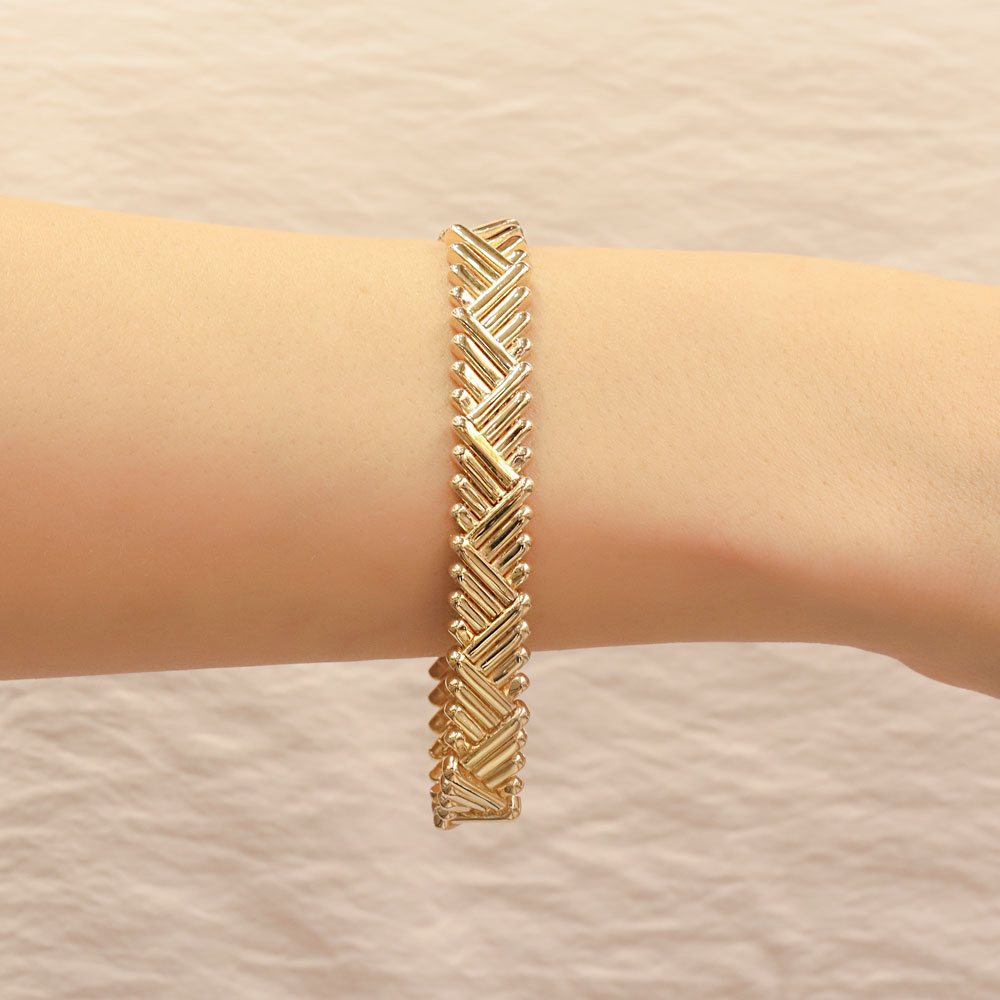 14 Ayar Çapraz Çubuk Motifli Altın Bileklik