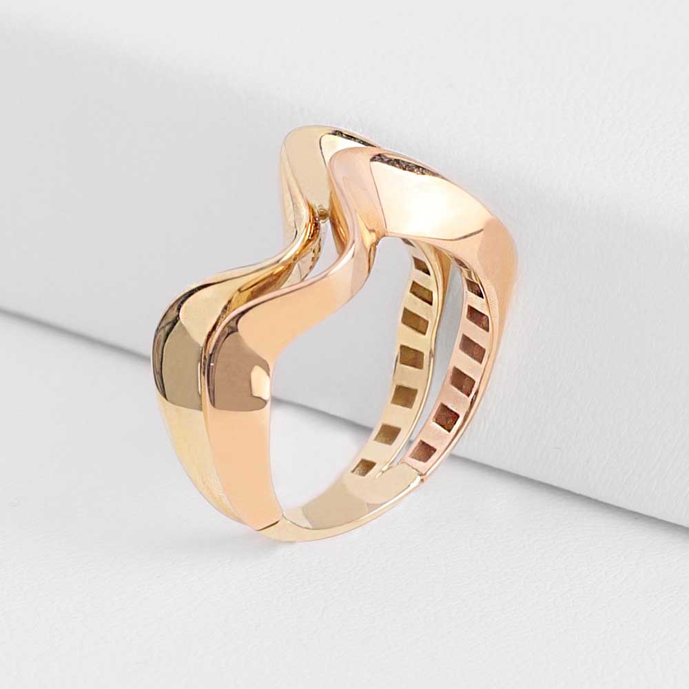 14 Ayar Çift Renk Fantezi Altın Yüzük