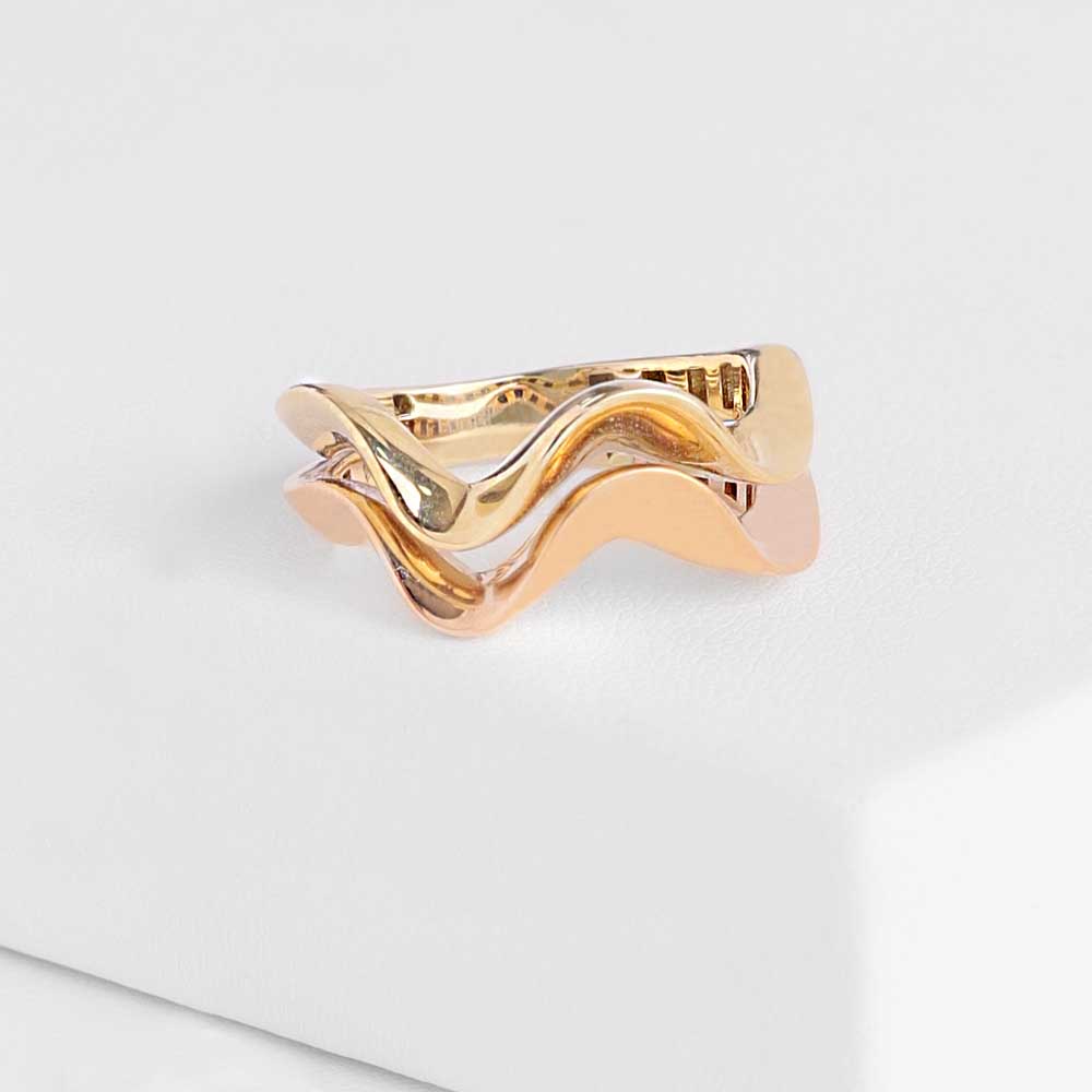 14 Ayar Çift Renk Fantezi Altın Yüzük