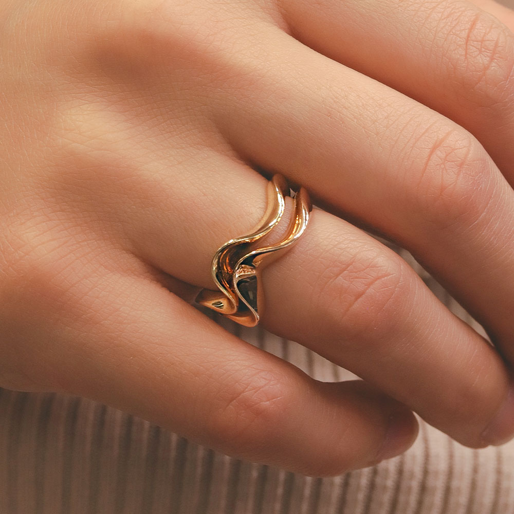 14 Ayar Çift Renk Fantezi Altın Yüzük