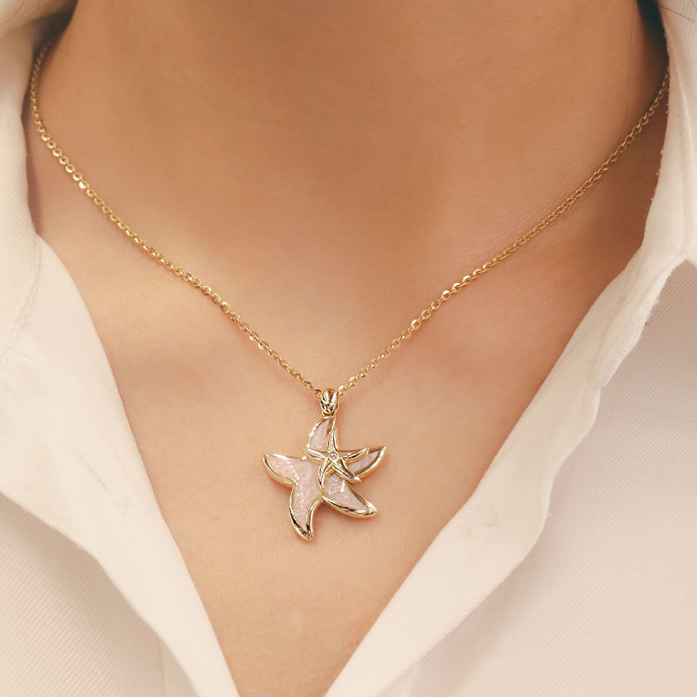 14 Ayar Deniz Yıldızı Formlu Altın  CETAŞ Kolye