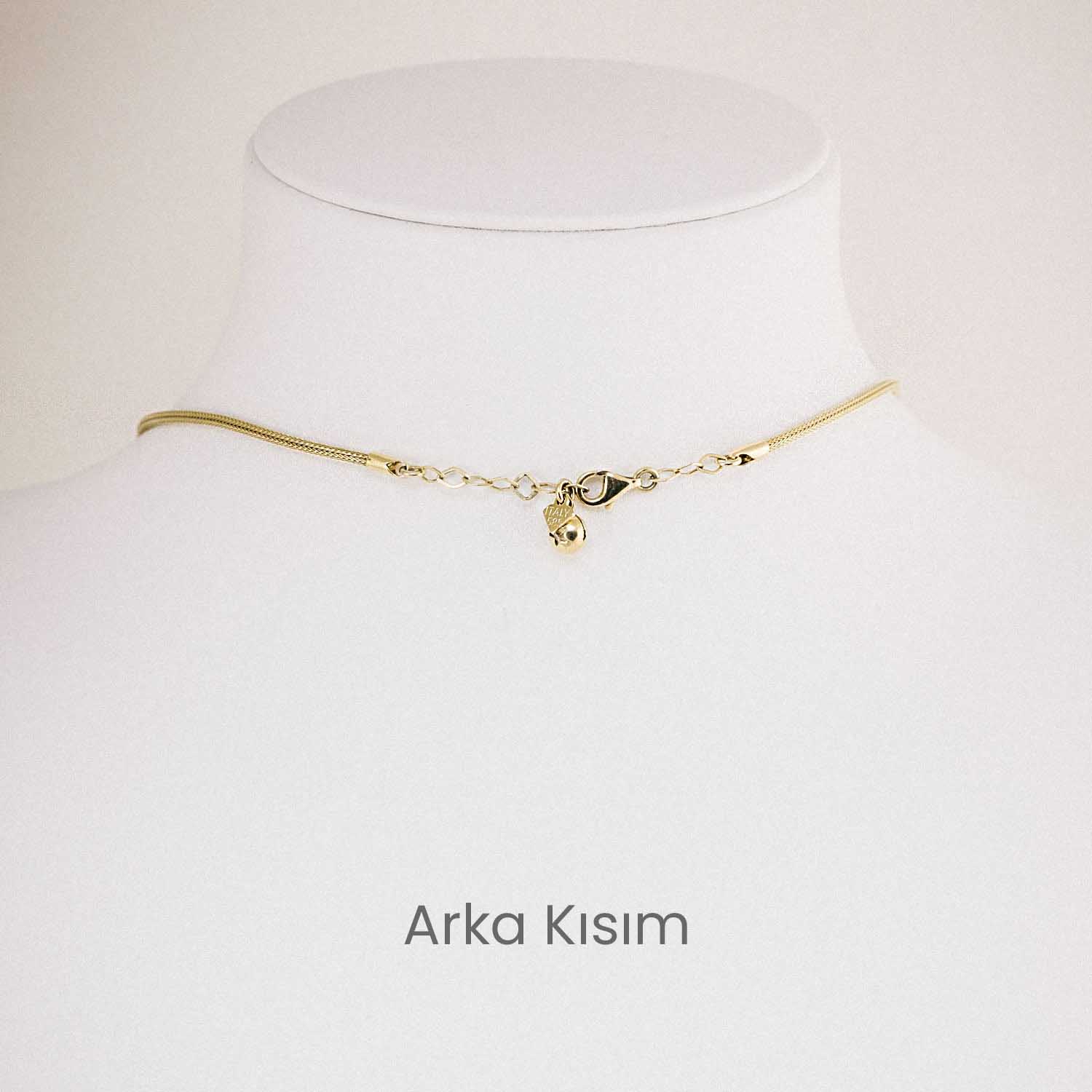 14 Ayar Dorika Top Detaylı Altın EMA Kolye