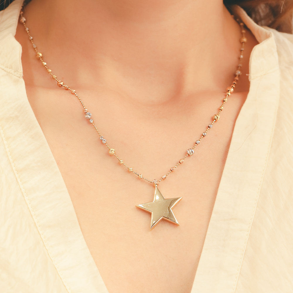 14 Ayar EMA 3 Renk Dorika Yıldız Altın Kolye