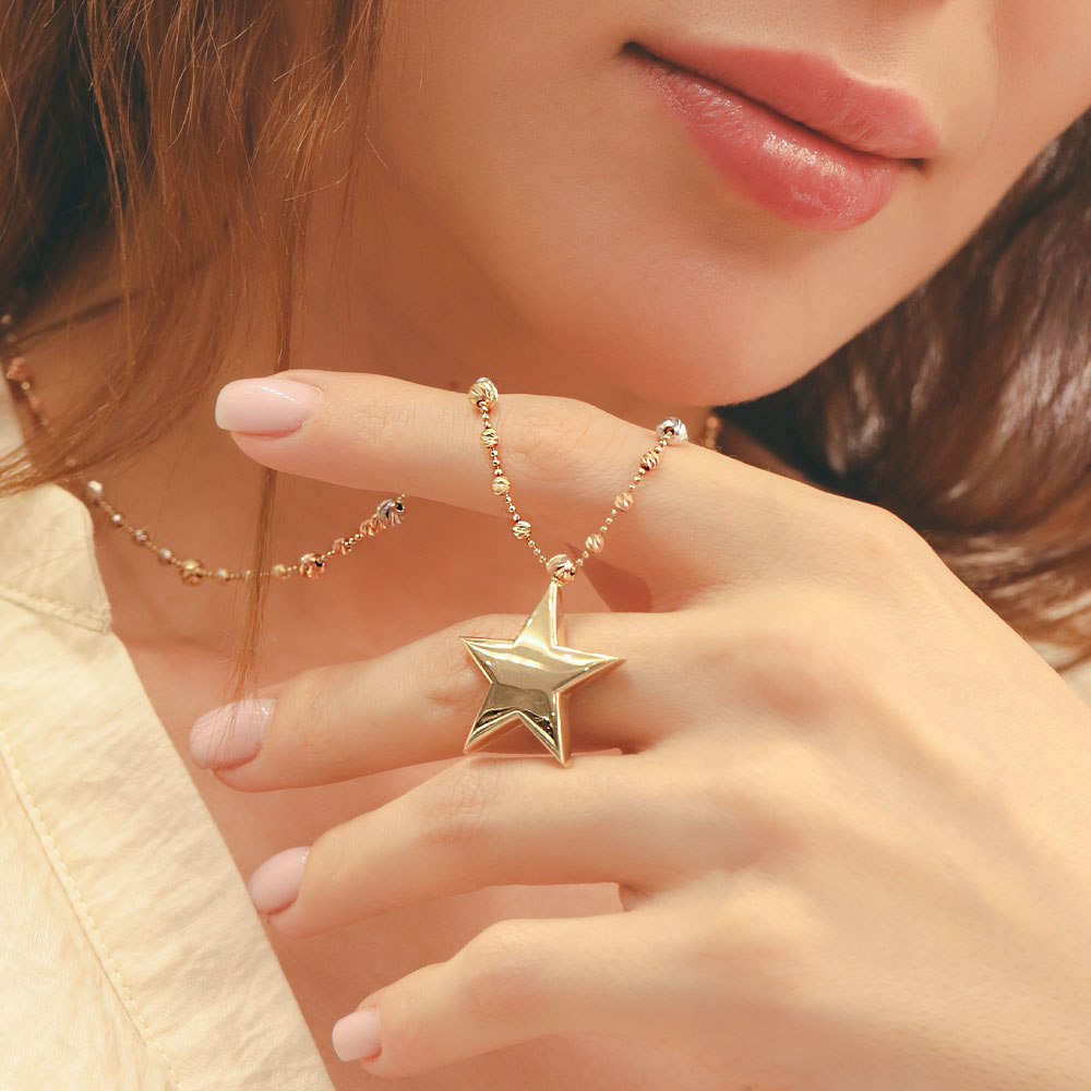 14 Ayar EMA 3 Renk Dorika Yıldız Altın Kolye