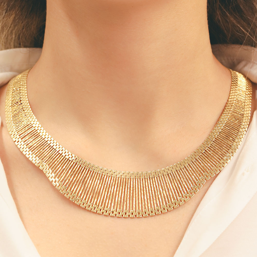 14 Ayar Fantezi Tasarım Şık Altın Gerdanlık