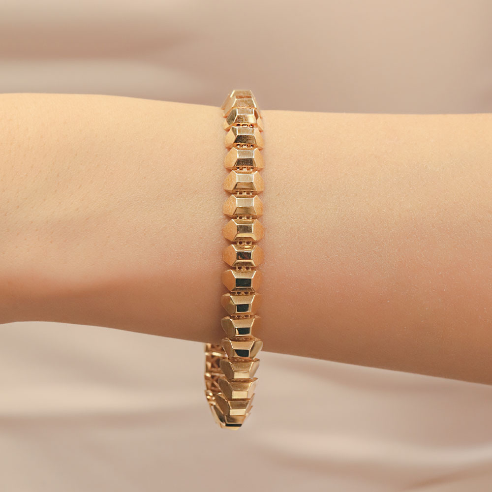 Fantezi Bileklik 14 Ayar Geometrik Formlu Altın Bileklik