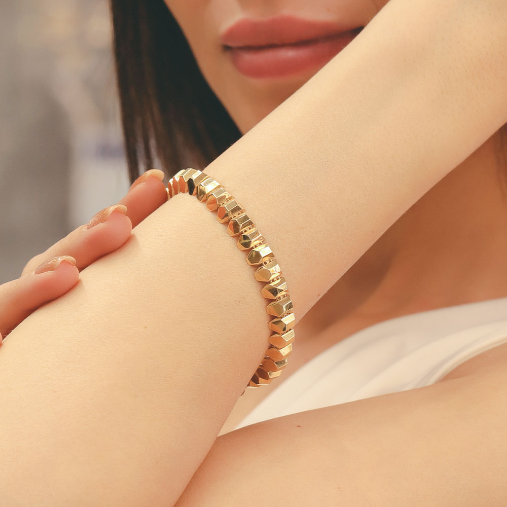 Fantezi Bileklik 14 Ayar Geometrik Formlu Altın Bileklik