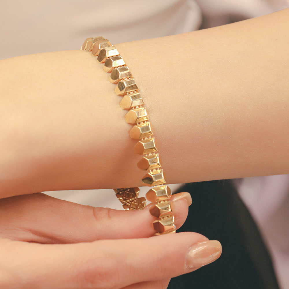 Fantezi Bileklik 14 Ayar Geometrik Formlu Altın Bileklik