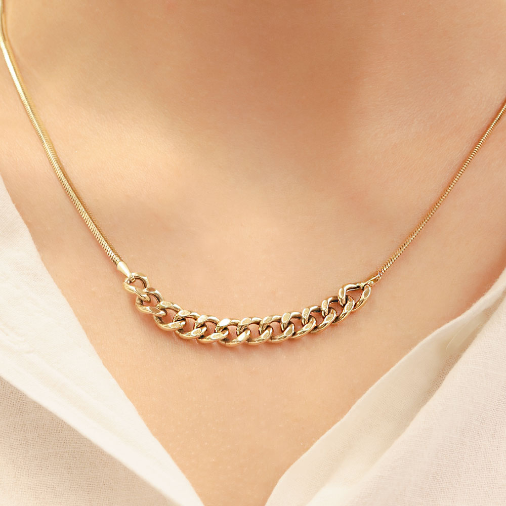 14 Ayar Gurmet Detaylı Altın Kolye