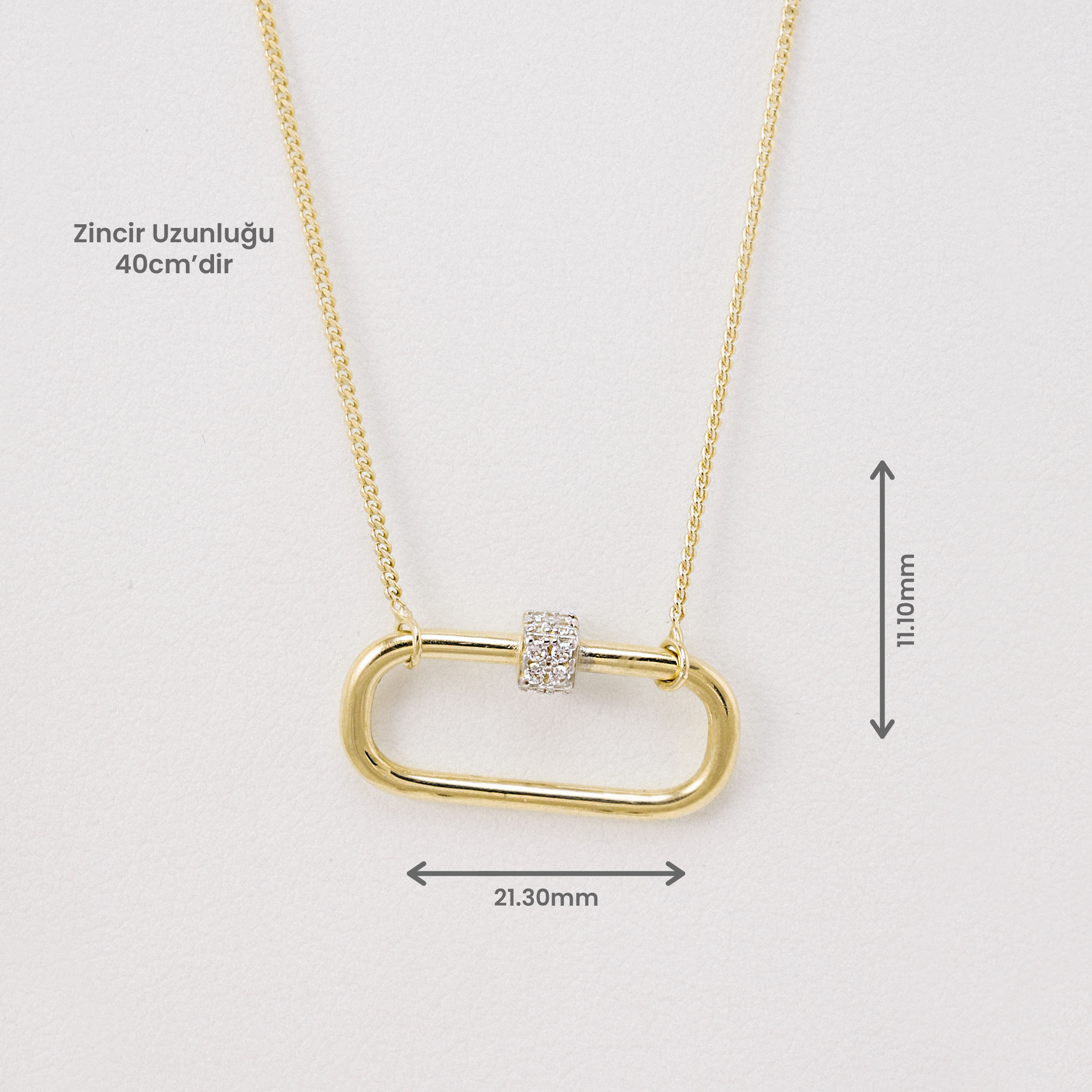 14 Ayar Halka Detaylı Modern Altın Kolye