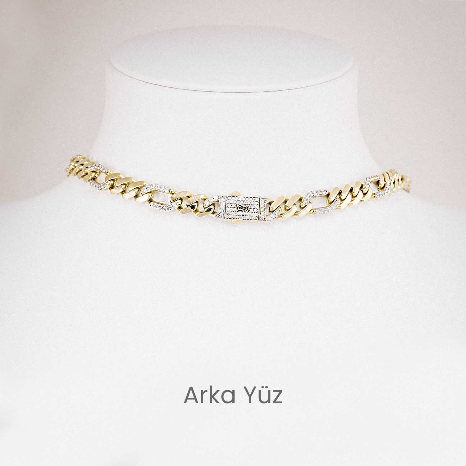 Zincir Kolye 14 Ayar İtalyan Model Taşlı Gurmet Kolye