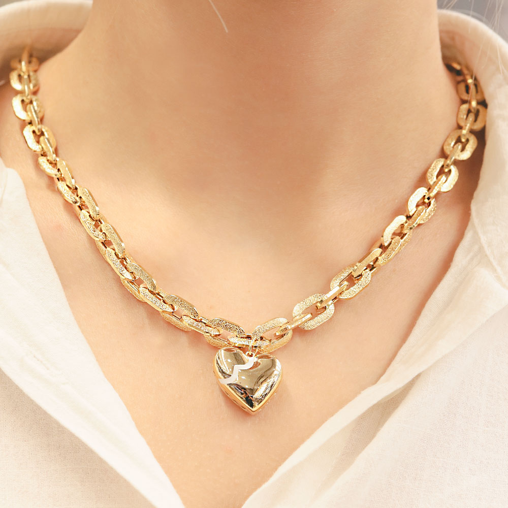 14 Ayar Kalp Uçlu Fantezi Altın Kolye