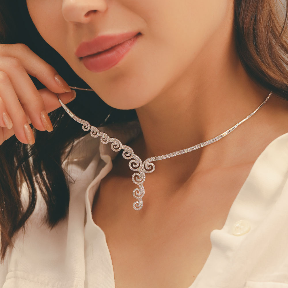 14 Ayar Kıvrımlı Taşlı Fantezi Gerdanlık