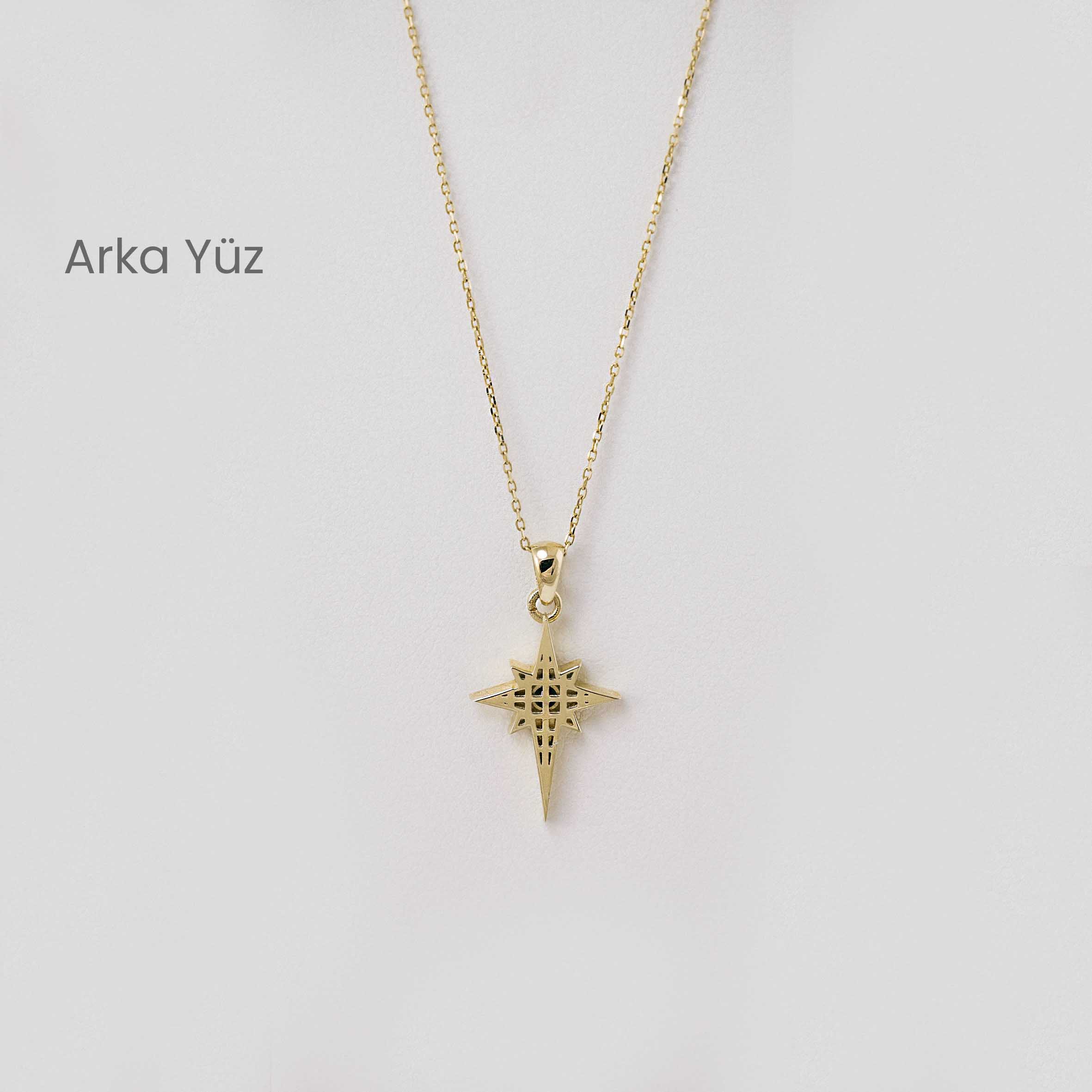 14 Ayar Mavi Taşlı Yıldız Kolye