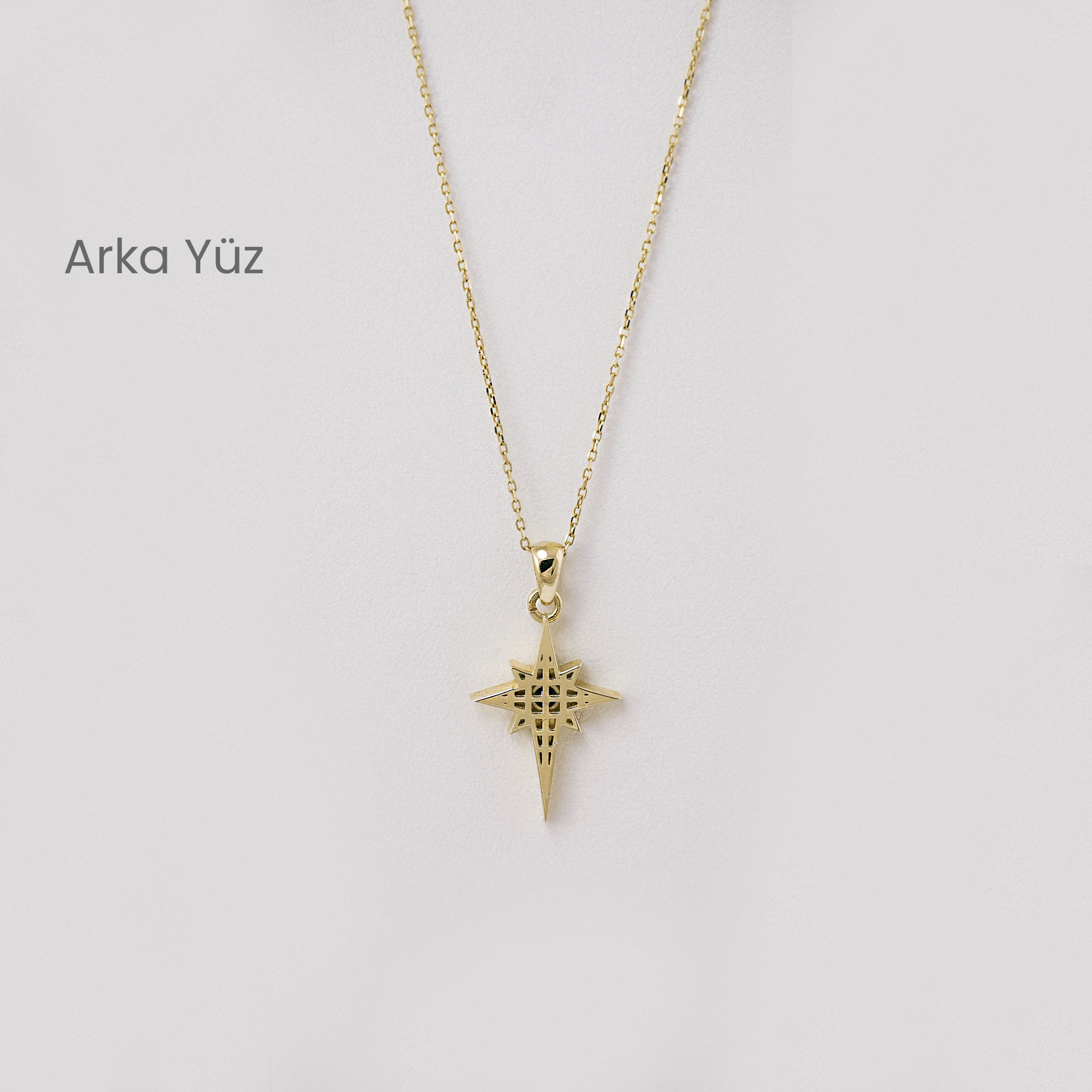14 Ayar Mavi Taşlı Yıldız Kolye