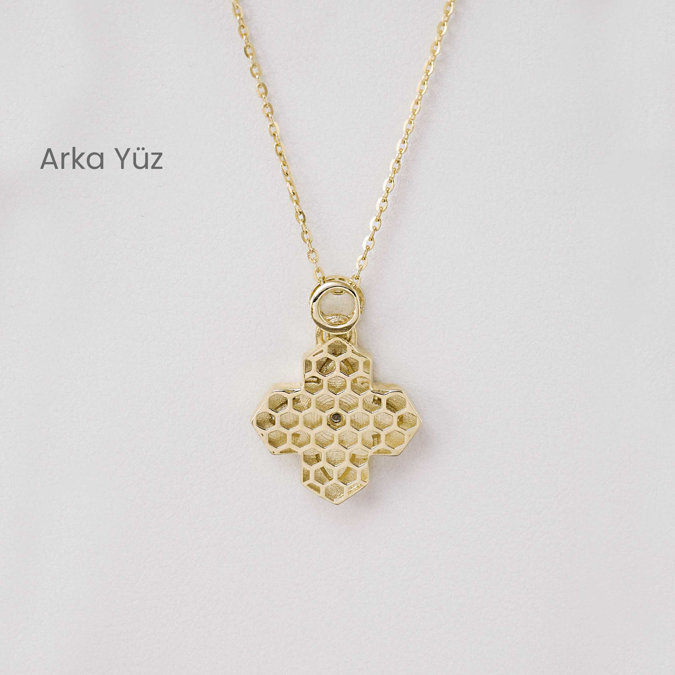 14 Ayar Mineli Çiçek Motifli Kolye